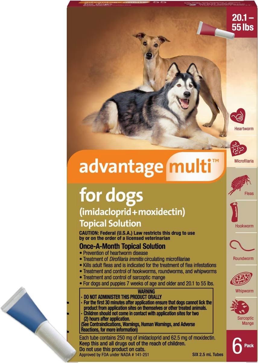 Rx Advantage Multi for Dogs 20.1-55 lbs (Red) x 6 month