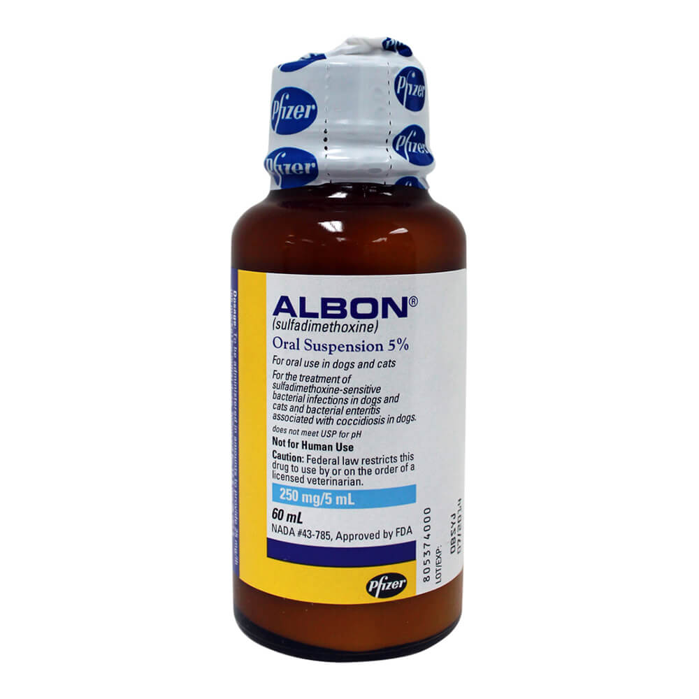 Rx Albon 5% oral suspension x 60ml bottle