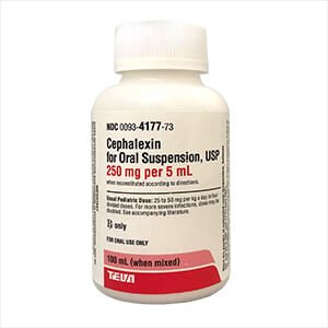 Rx Cephalexin 250mg/5mL x 100mL suspension