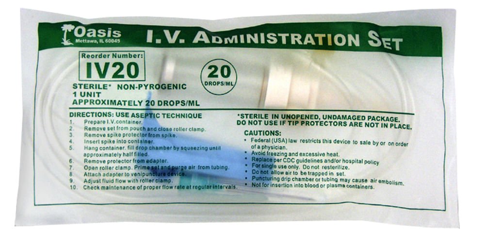 Rx Dripvet IV set 20 drop (72 inch) Not Vented-with Needle-1 Port