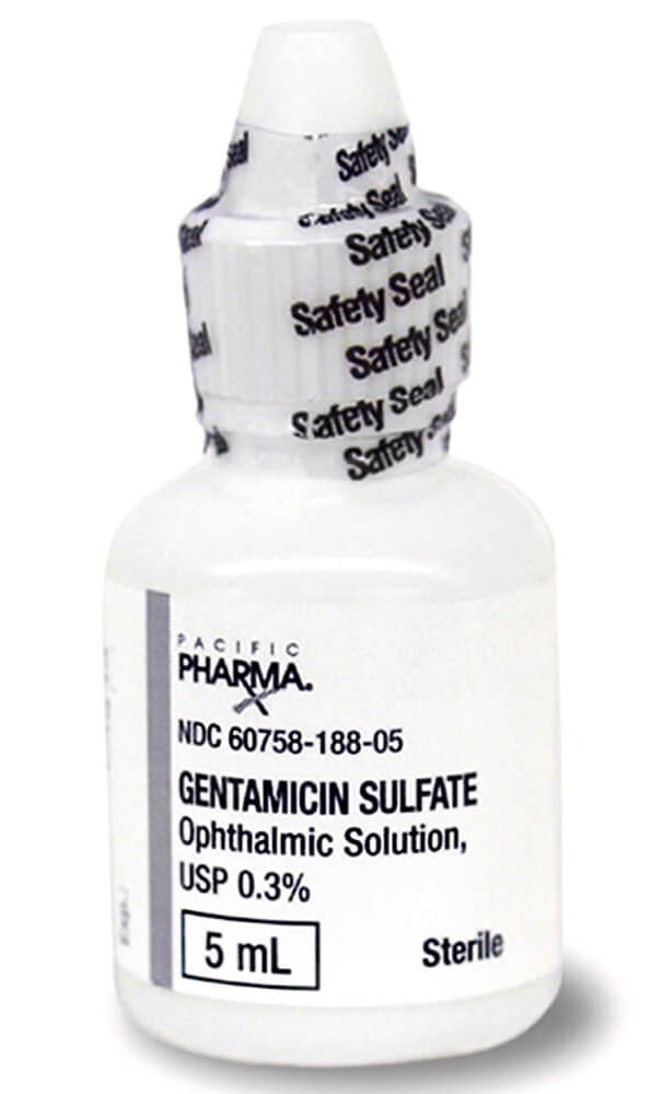 Rx Gentamicin 0.3% solution x 5ml bottle