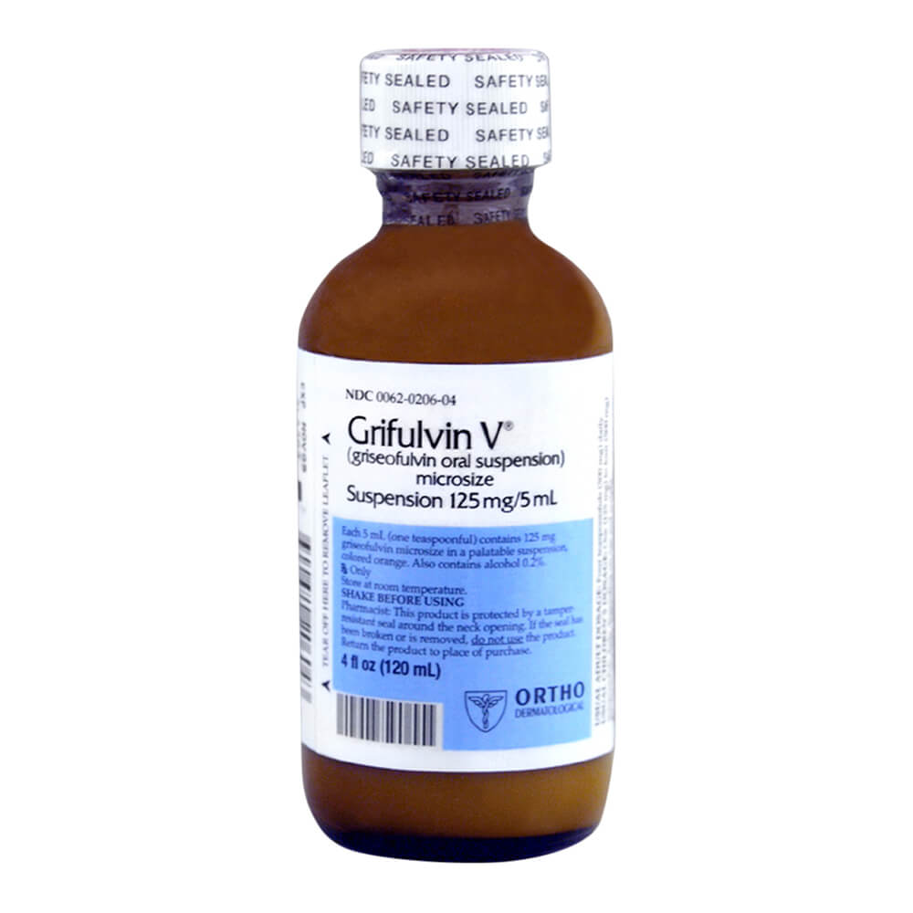 Rx Griseofulvin 125mg/5ml suspension x 120ml bottle