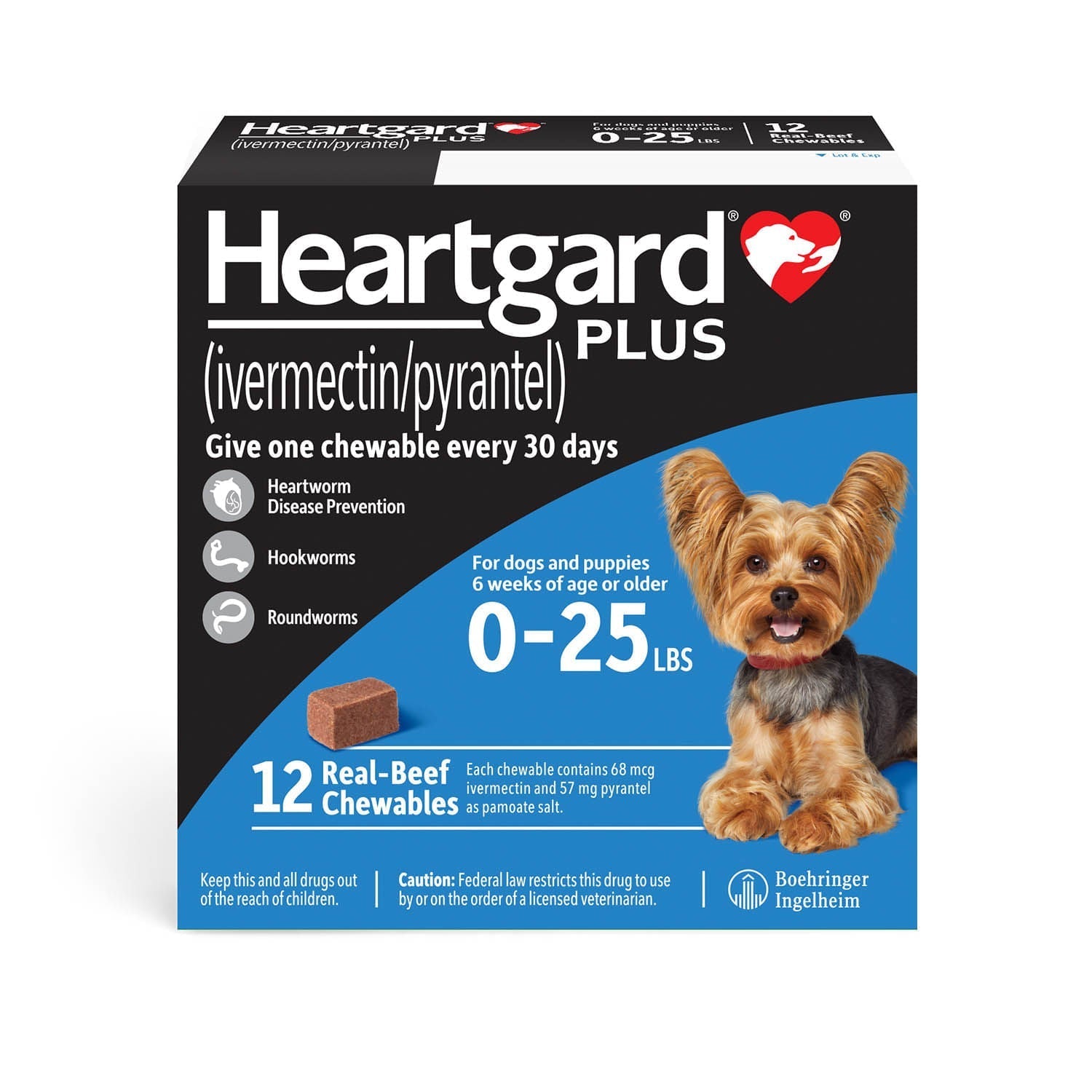 Heartgard Plus Rx  Up to 25 lbs  12 Month Blue