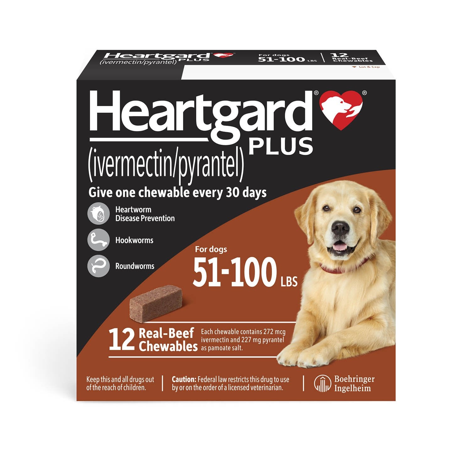 Heartgard Plus Rx  51-100 lbs  12 Month (Brown)