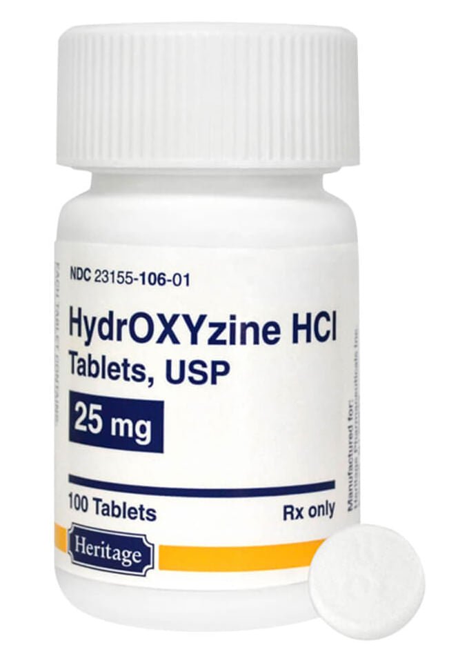Rx Hydroxyzine 25mg x 100 tablets