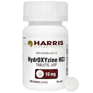 Rx Hydroxyzine 10mg x 100 tablets