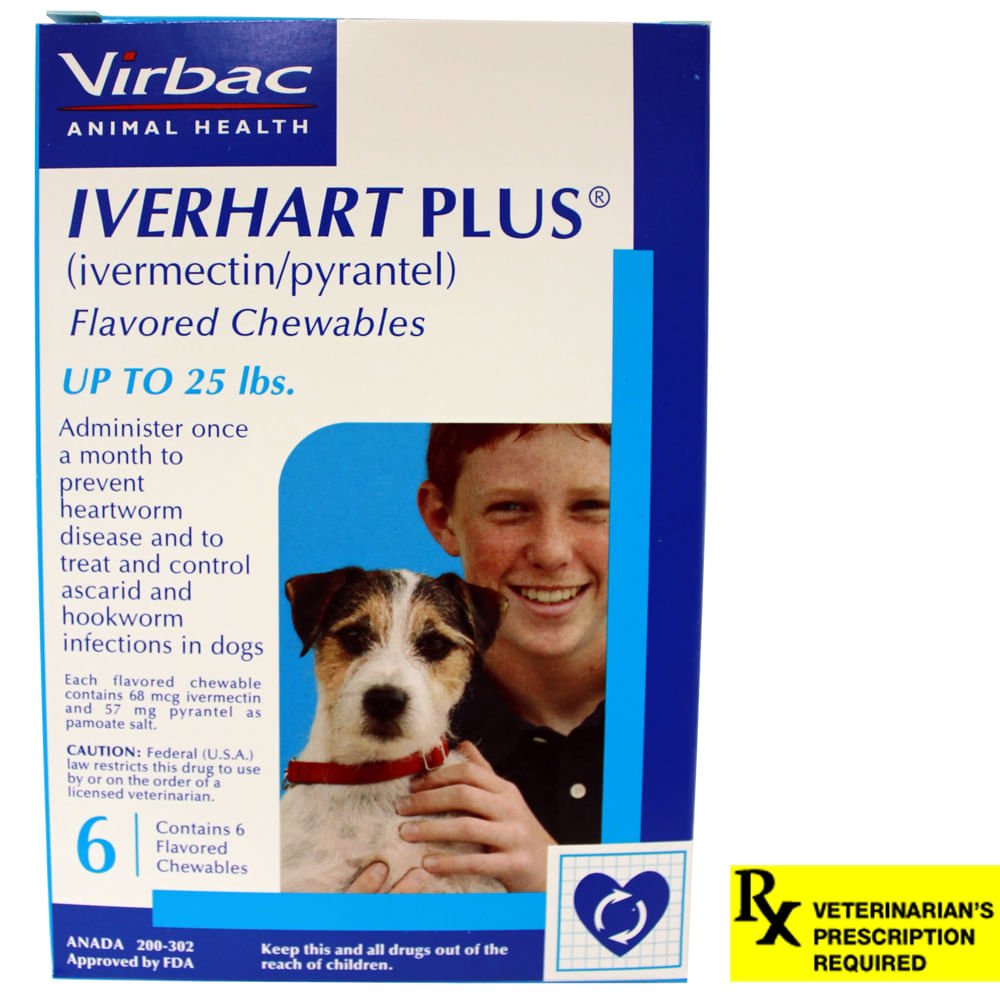Iverhart Plus Rx  Up to 25 lbs  6 Month