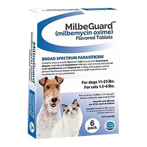 Rx Milbeguard Dogs 11-25lb Cat 1.5-6lb (Blue) x 6 tablet