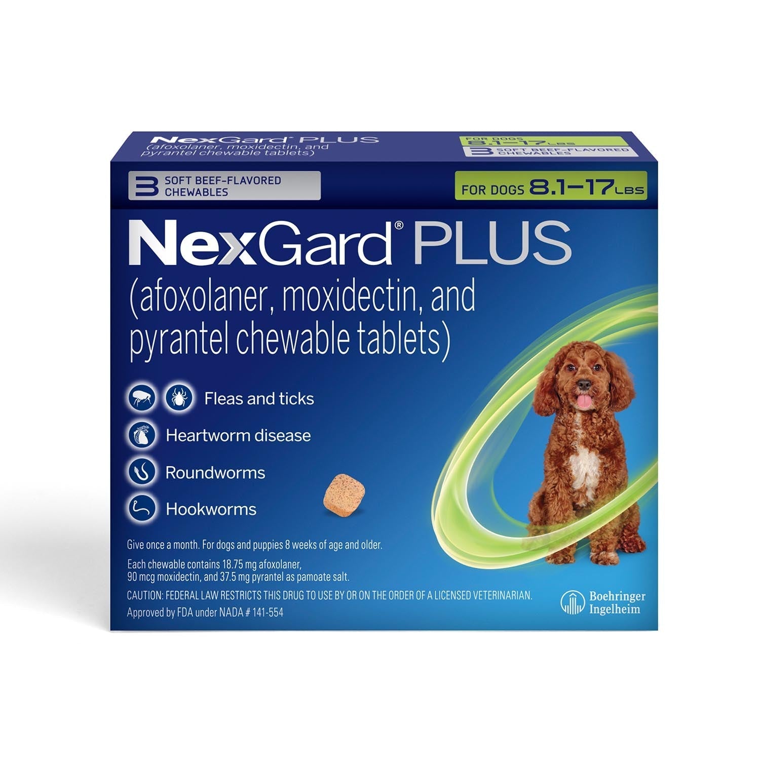 Rx Nexgard Plus, 8.1-17 lbs, 3pk