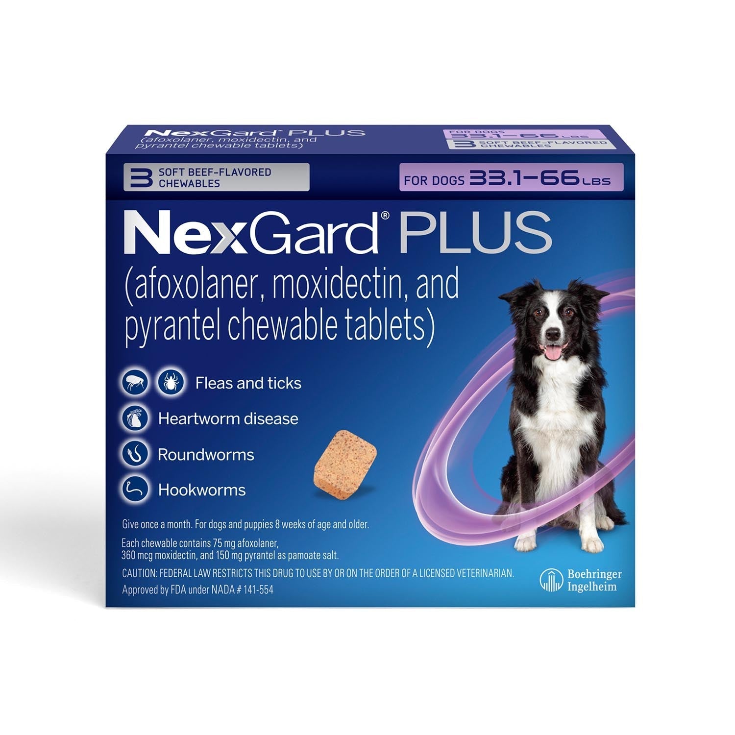 Rx Nexgard Plus, 33.1-66 lbs, 3pk