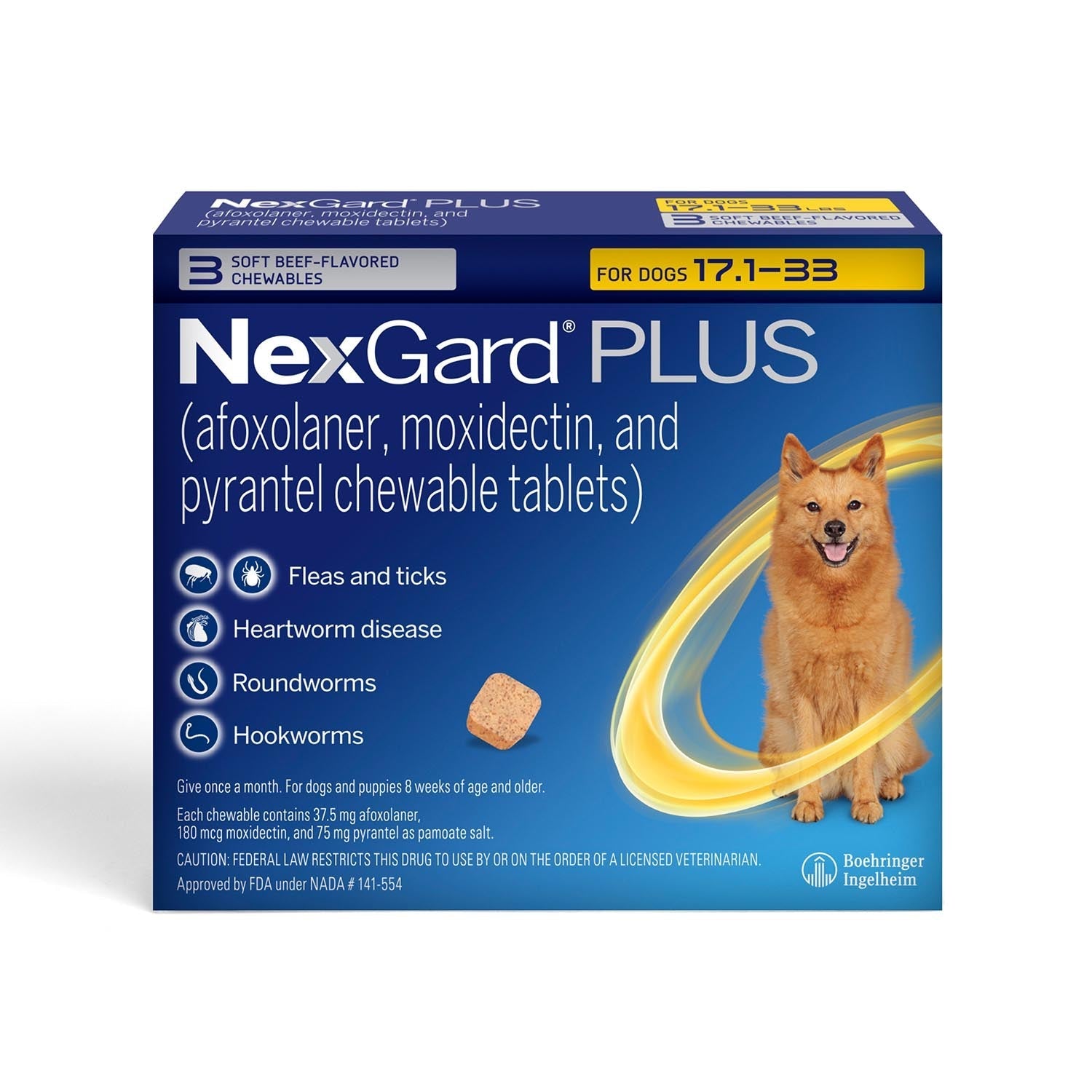 Rx Nexgard Plus, 17.1-33 lbs, 3pk