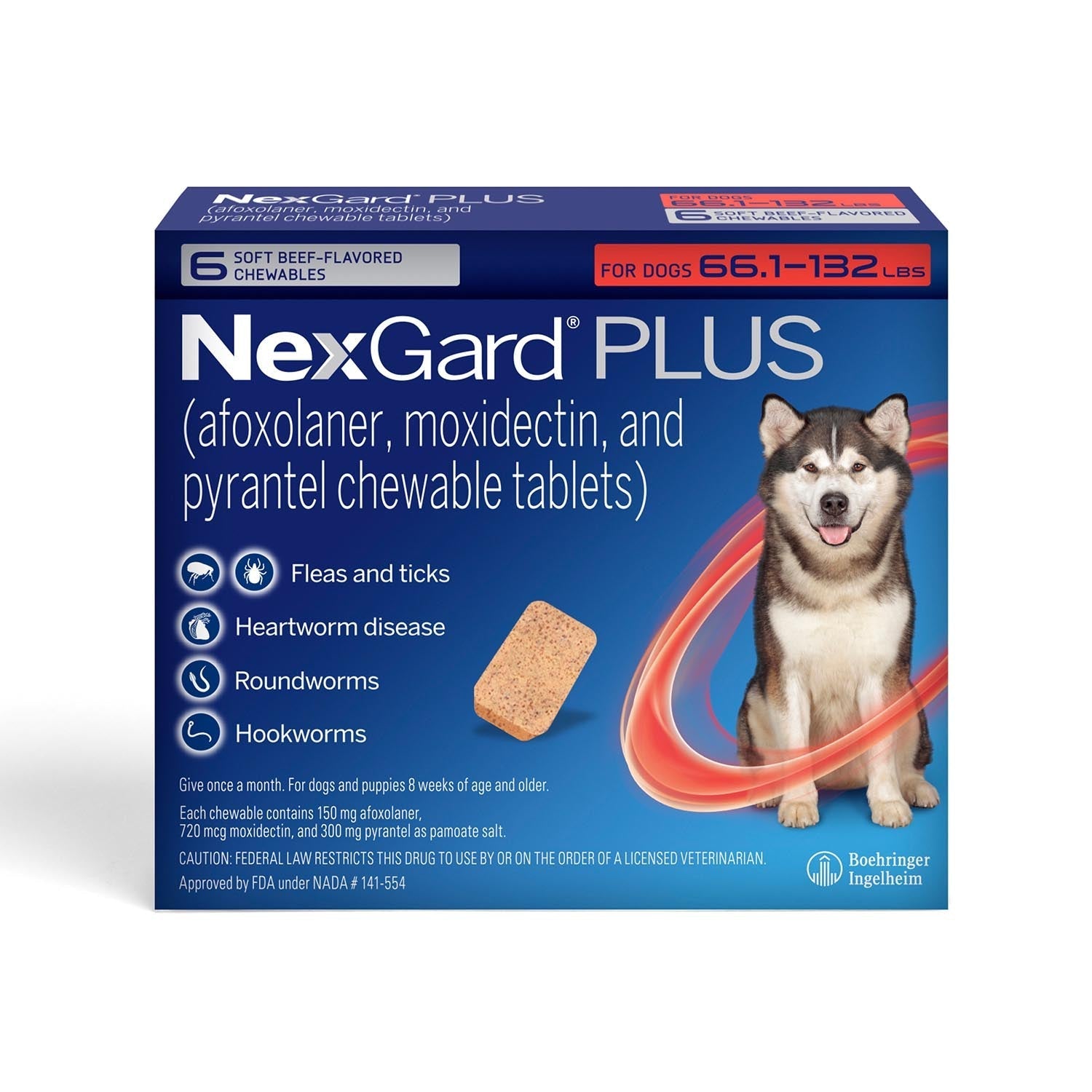 Rx Nexgard Plus, 66.1-132 lbs, 6pk