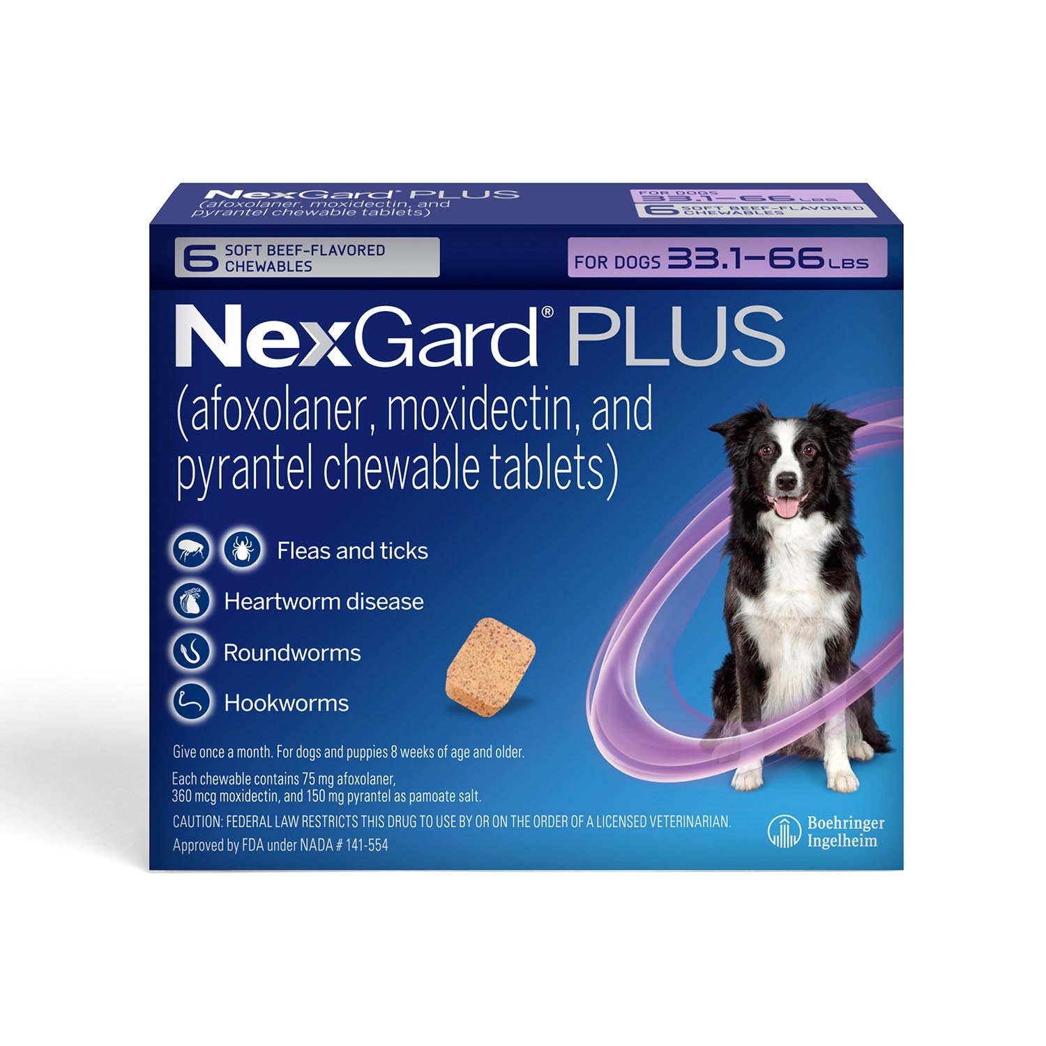 Rx Nexgard Plus, 33.1-66 lbs, 6pk