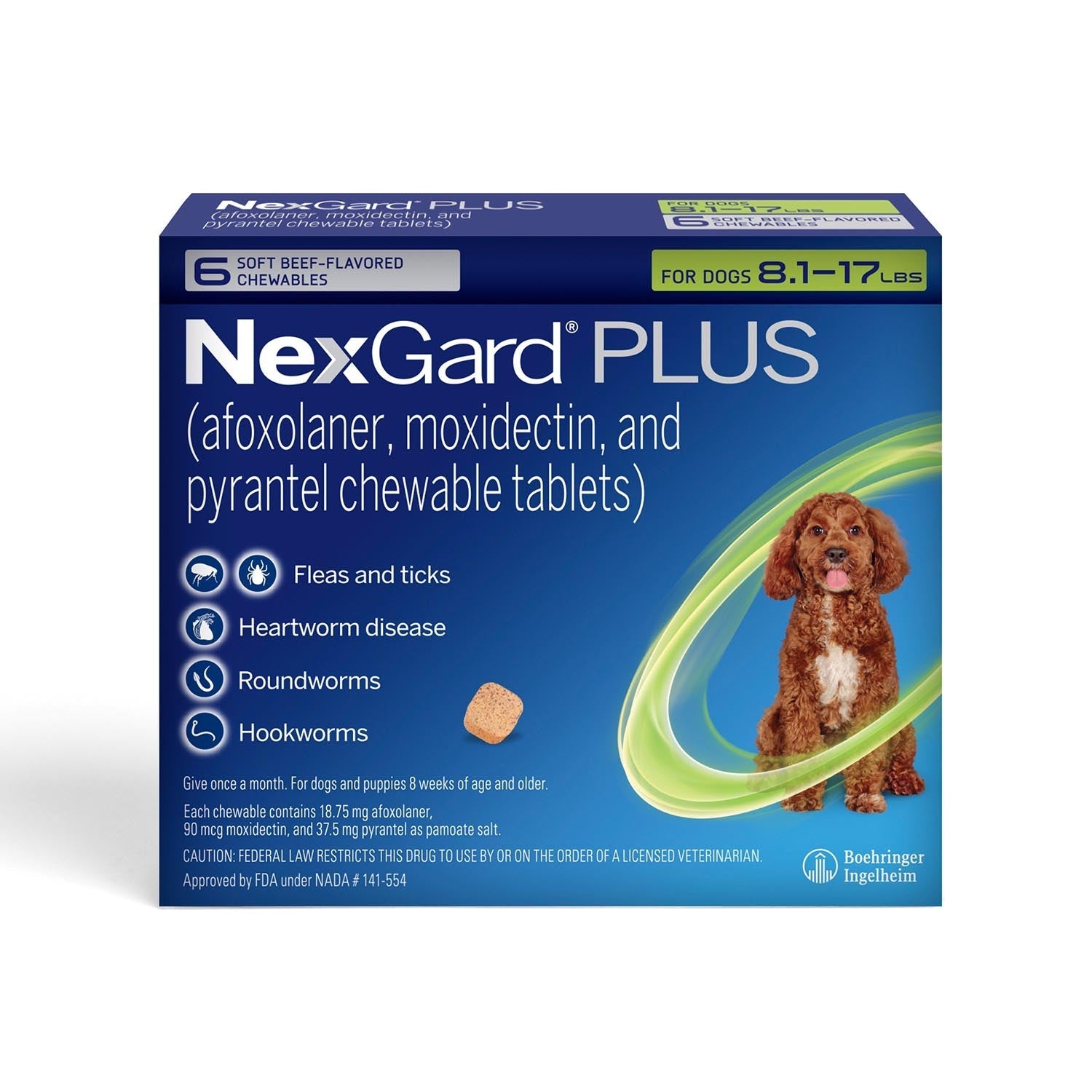 Rx Nexgard Plus, 8.1-17 lbs, 6pk