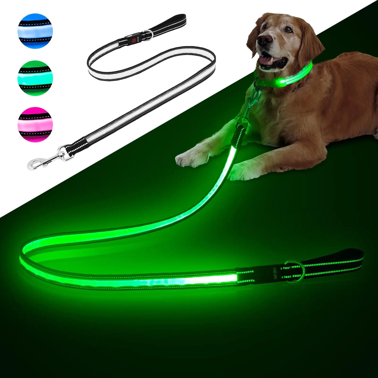 Light Up Dog Leash – Multi-Color LED Leash W/ 7 Lighting Modes
