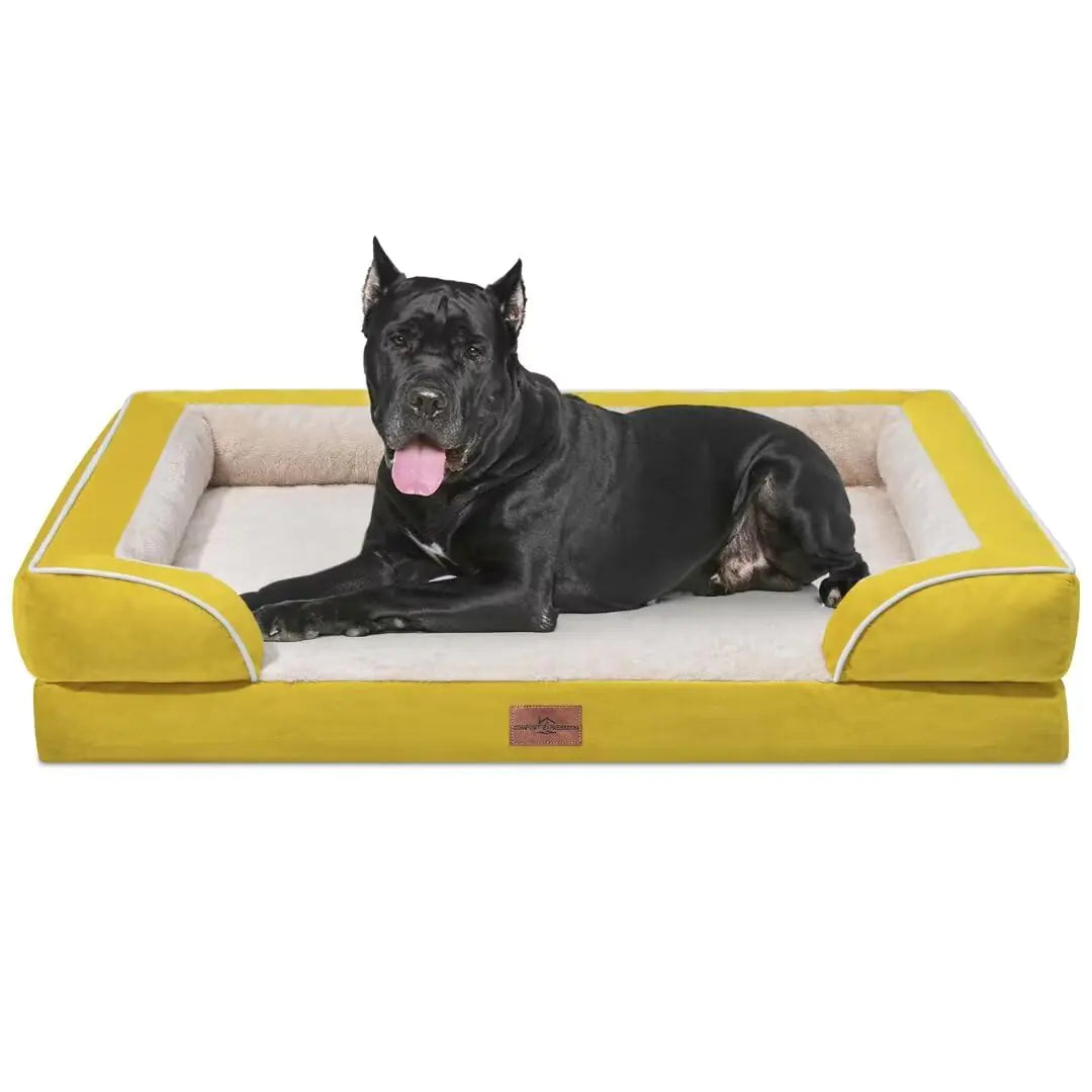 XXL Spicy Mustard Orthopedic Dog Bed for Oversized Dogs