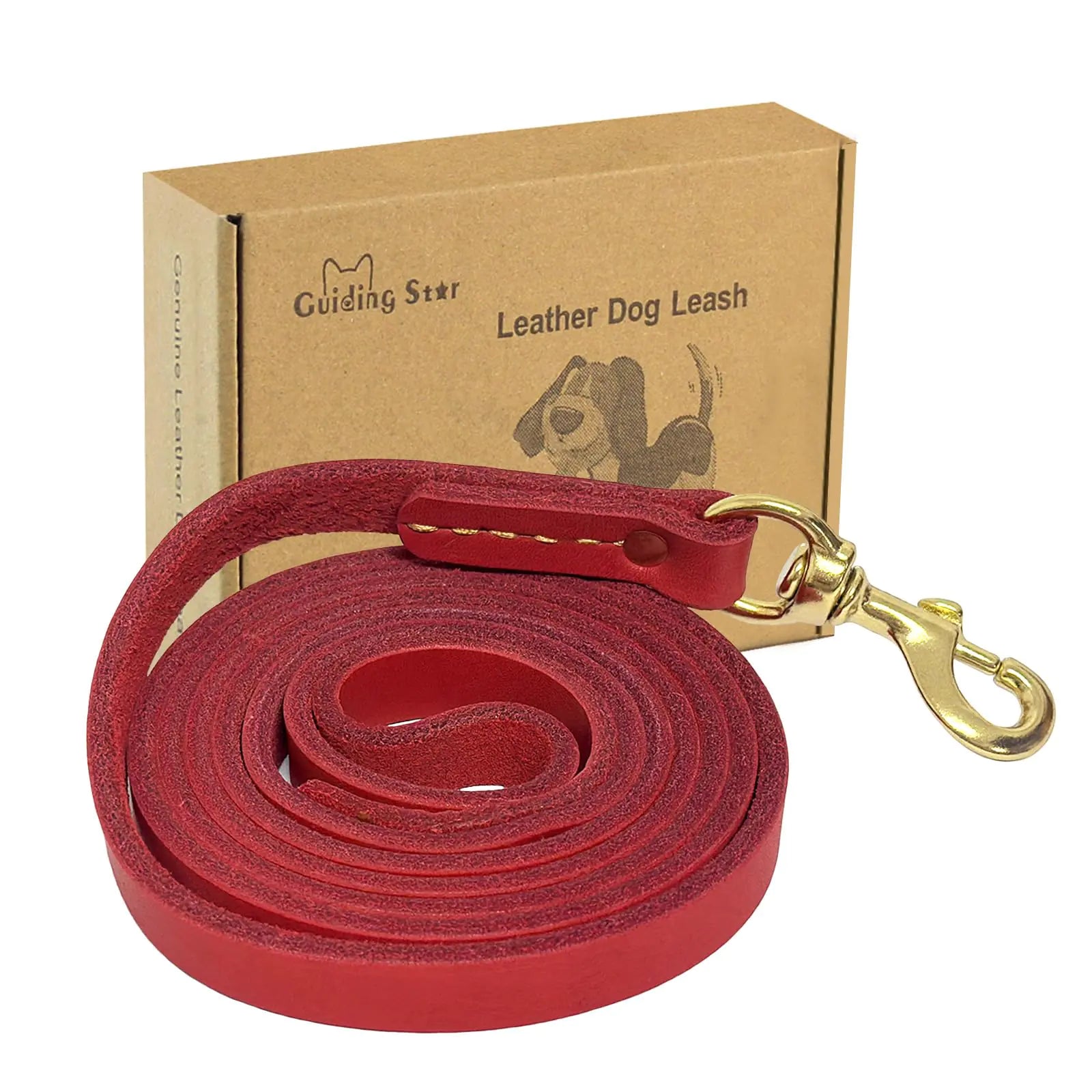 Leather Dog Leash 6ft – Heavy Duty Leather Leash for SM-LG Dogs