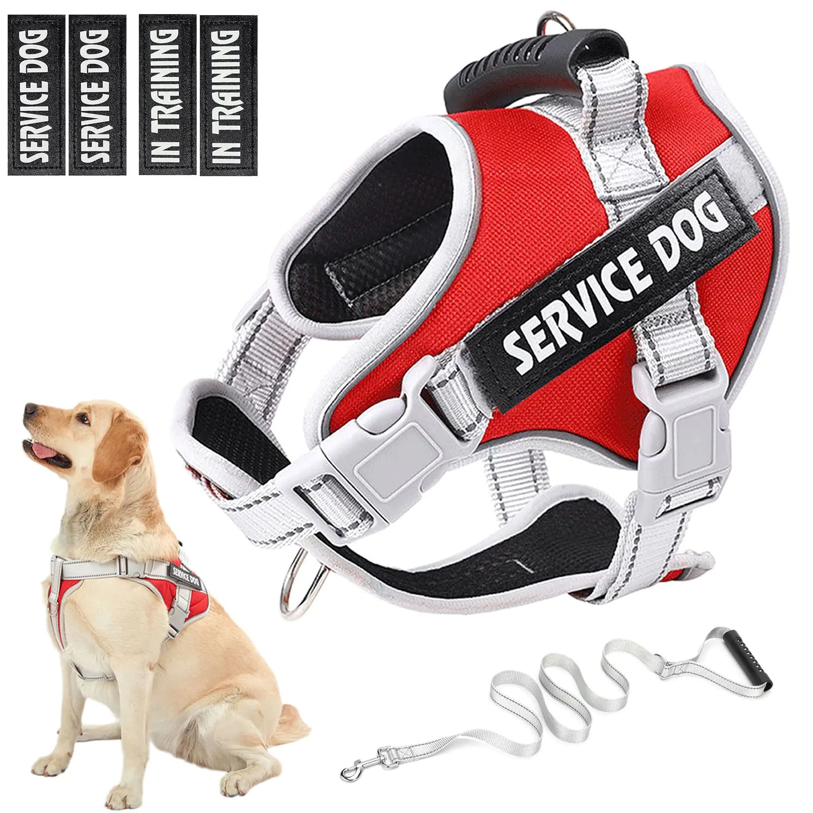 Reflective No Pull Service in Training Dog Vest Harness W/ 5ft. Leash