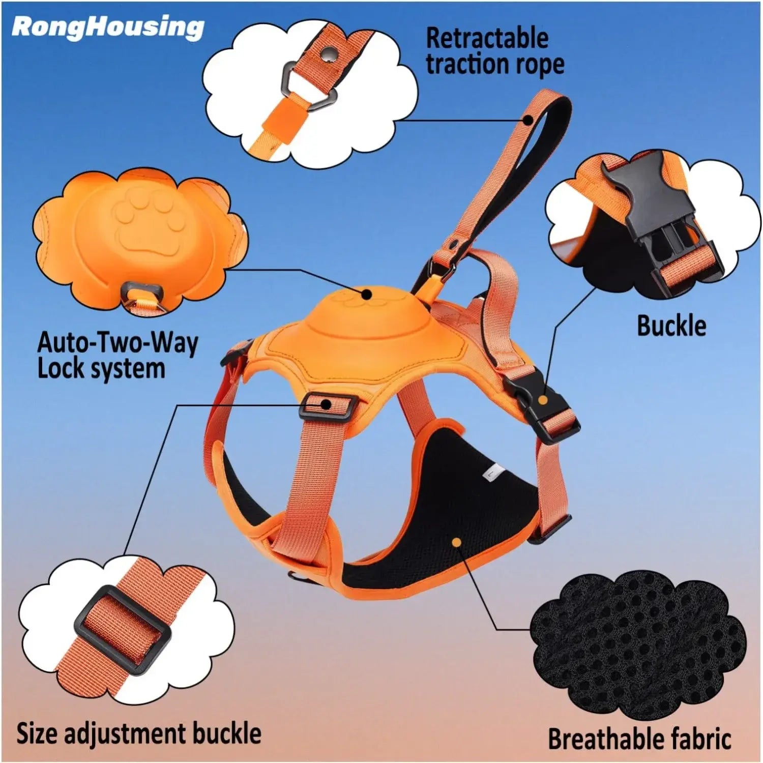 Practical Dog Harness and Retractable Leash Set
